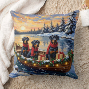 Rottweiler Christmas Boat Holiday Cushion