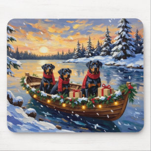 Rottweiler Christmas Boat Holiday Mouse Mat
