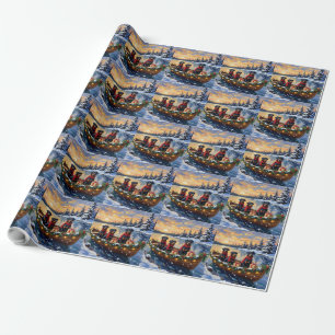 Rottweiler Christmas Boat Holiday Wrapping Paper