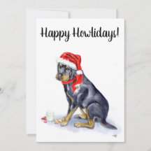 Rottweiler Christmas Card - Happy Howlidays!