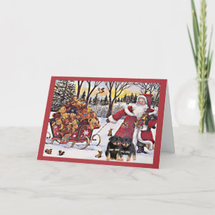 Rottweiler Christmas Card Santa Bears In Sleigh