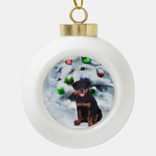 Rottweiler Christmas Ceramic Ball Christmas Ornament