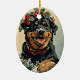 Rottweiler Christmas  Ceramic Tree Decoration