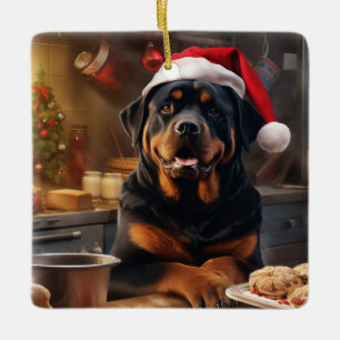 Rottweiler Christmas Cookies Festive Holiday Ceramic Ornament