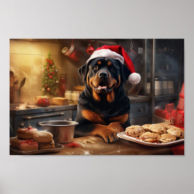 Rottweiler Christmas Cookies Festive Holiday Poster (Front)