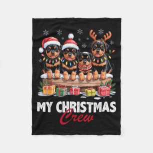 Rottweiler Christmas Crew Funny Dog Lovers Holiday Fleece Blanket