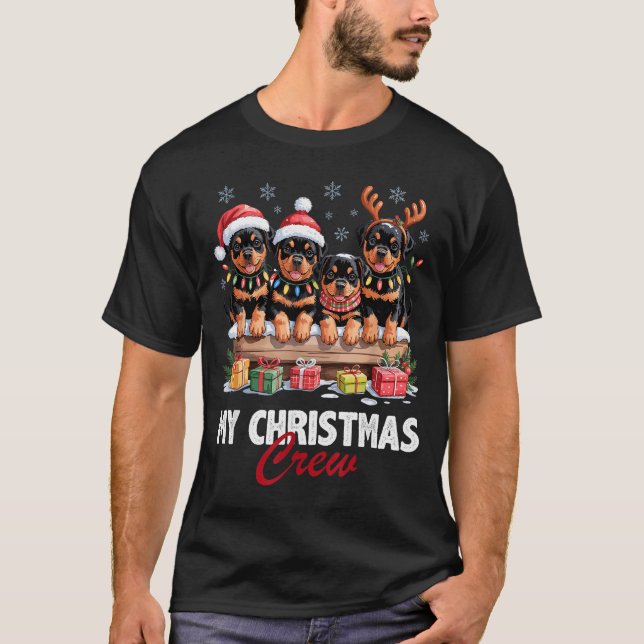 Rottweiler Christmas Crew Funny Dog Lovers Holiday T-Shirt (Front)