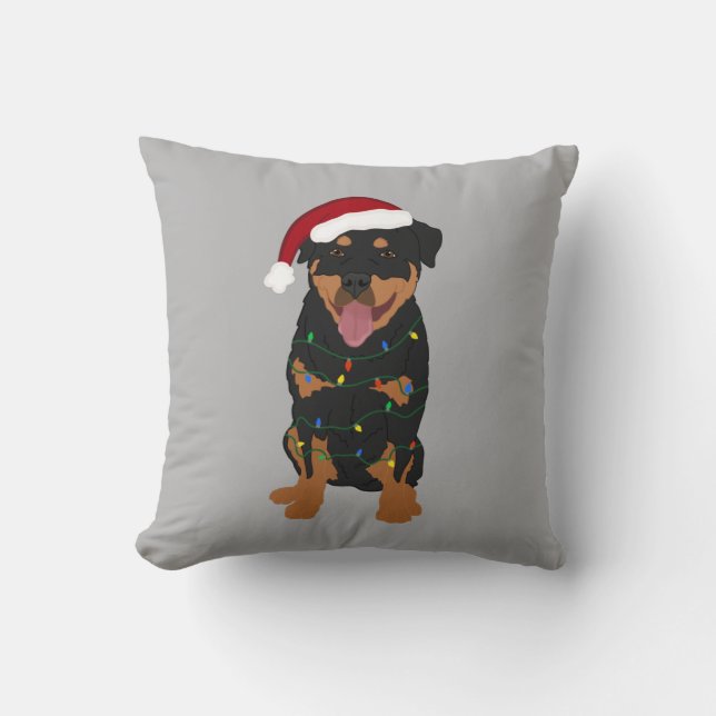 Rottweiler Christmas  Cushion (Front)