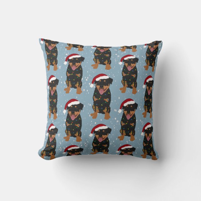 Rottweiler Christmas  Cushion (Front)