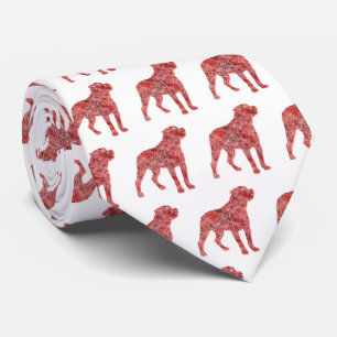 Rottweiler Christmas Dog Silhouette White Neck Tie