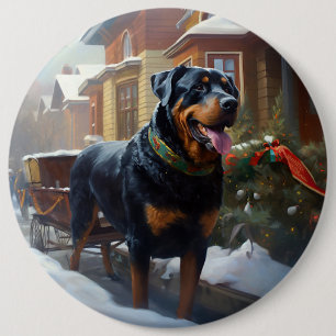 Rottweiler Christmas Festive Season 6 Cm Round Badge