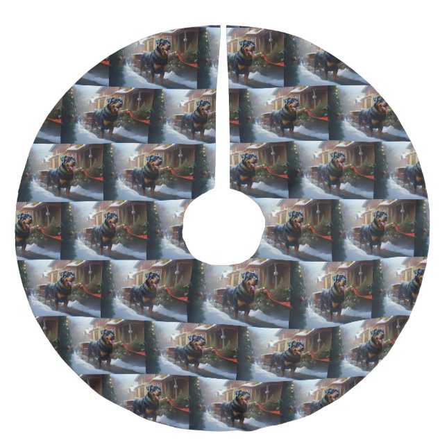 Rottweiler Christmas Festive Season Brushed Polyester Tree Skirt (Front)
