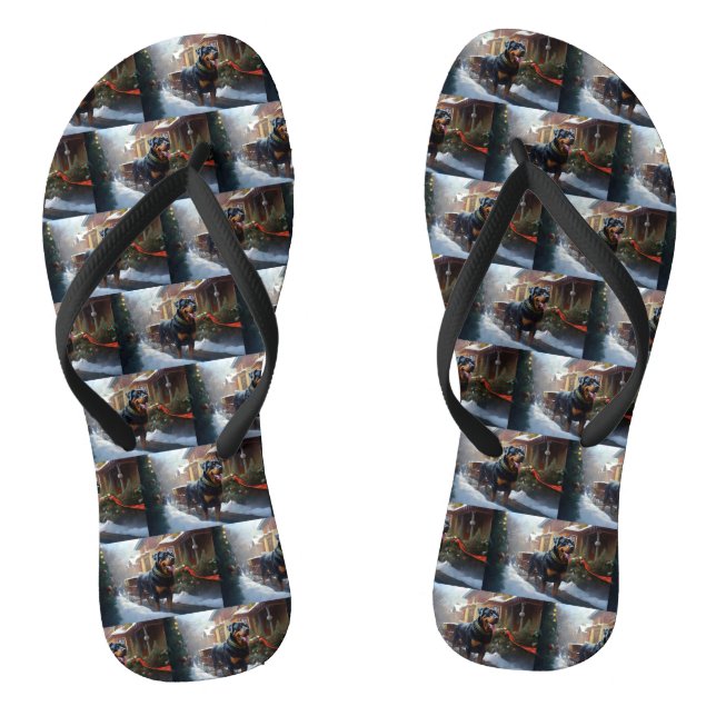 Rottweiler Christmas Festive Season Flip Flops (Footbed)