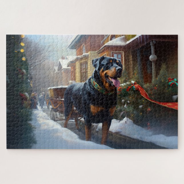 Rottweiler Christmas Festive Season Jigsaw Puzzle (Horizontal)