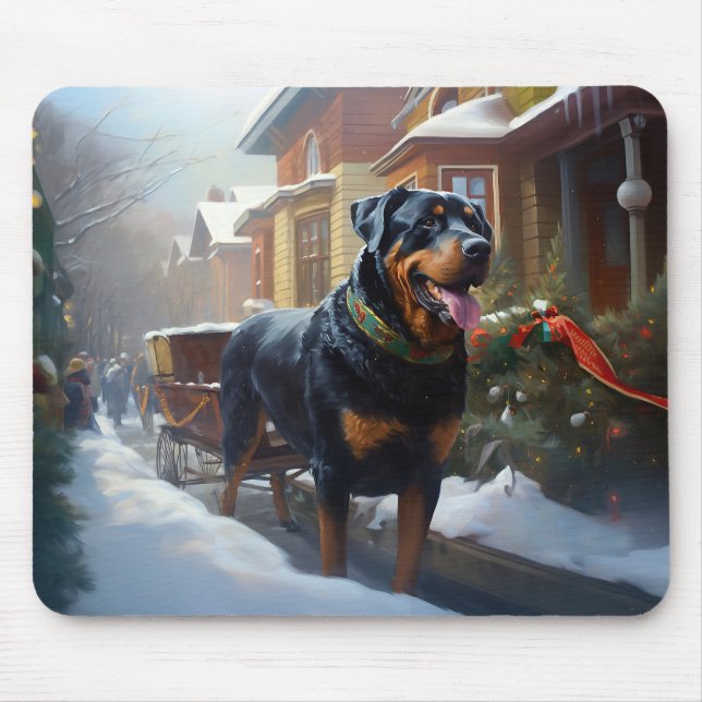 Rottweiler Christmas Festive Season Mouse Mat (Front)