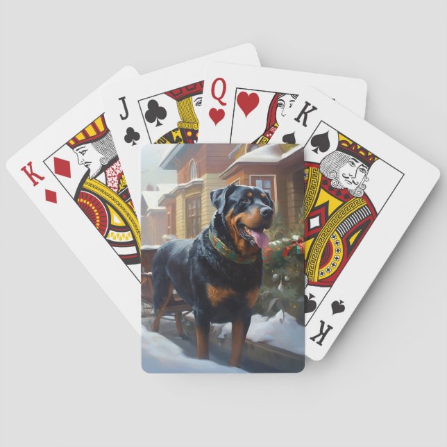 Rottweiler Christmas Festive Season Playing Cards (Back)