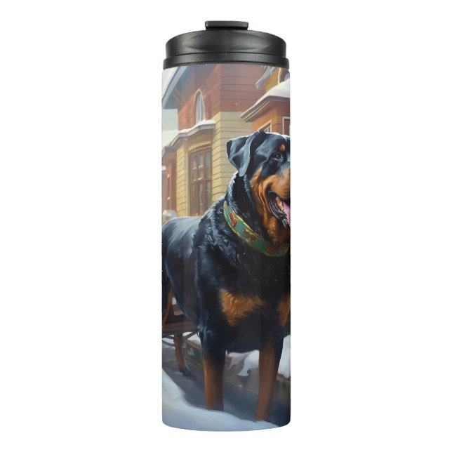 Rottweiler Christmas Festive Season Thermal Tumbler (Front)
