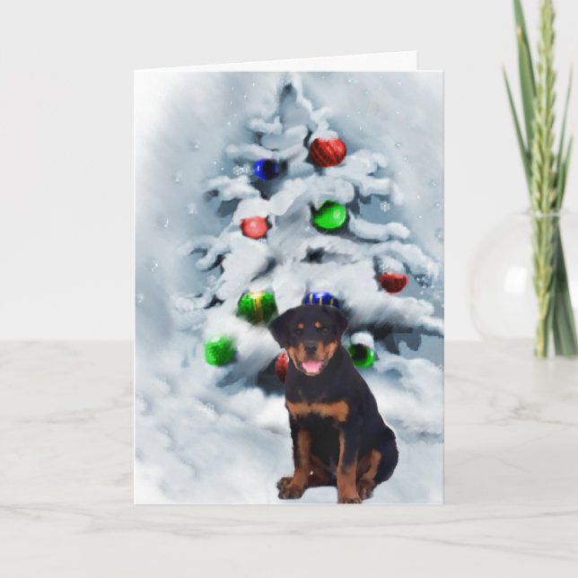 Rottweiler Christmas Gifts Holiday Card (Front)