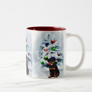 Rottweiler Christmas Gifts Two-Tone Coffee Mug