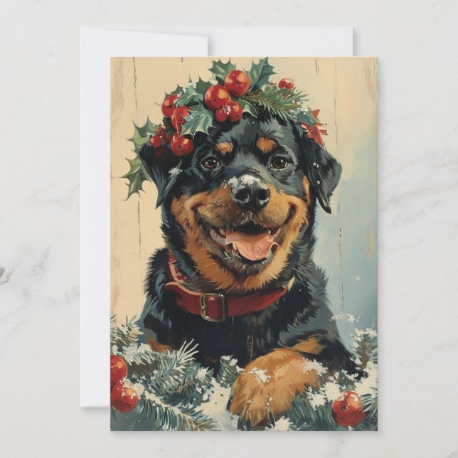 Rottweiler Christmas  Holiday Card (Front)