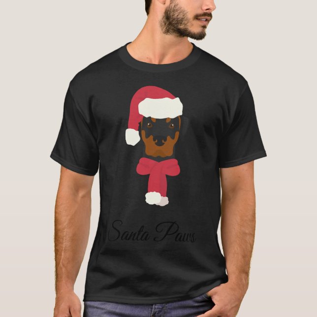 Rottweiler Christmas Illustration Dog With Santa H T-Shirt (Front)