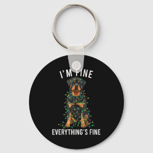 Rottweiler Christmas I'm Fine Everything Is Fine  Key Ring