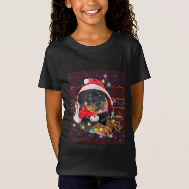 Rottweiler Christmas Lights Ugly Sweater Dog Lover (Front)