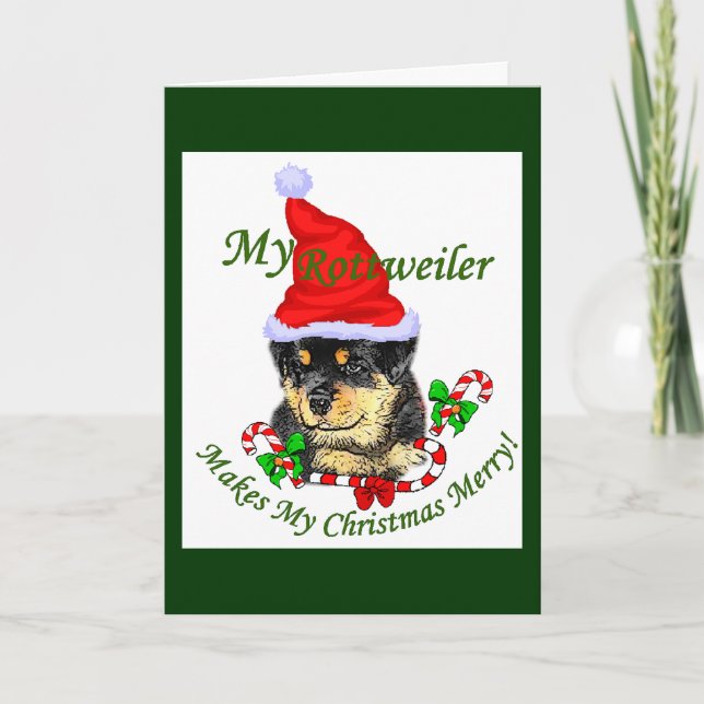 Rottweiler Christmas Merry Holiday Card (Front)
