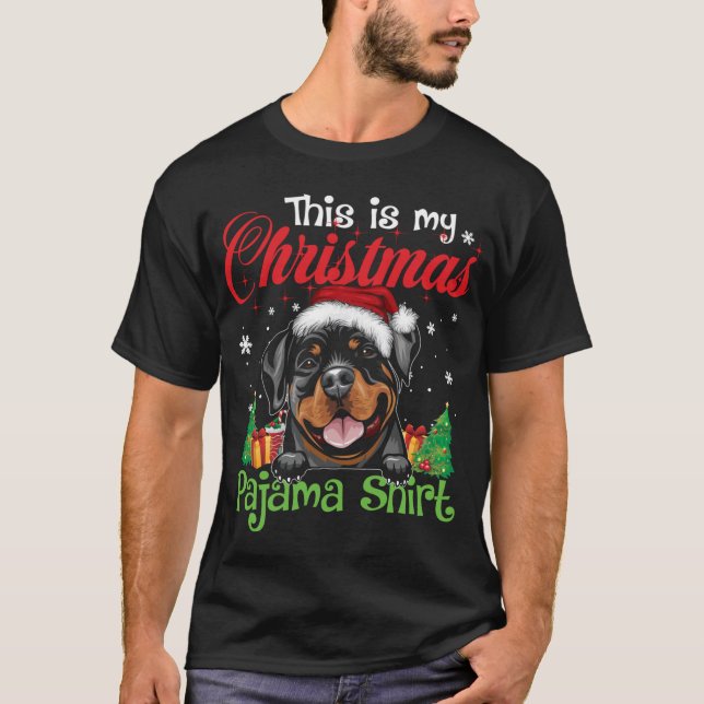 Rottweiler Christmas Pajama Funny Dog Lover Xmas G T-Shirt (Front)