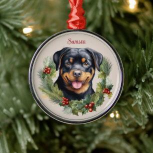 Rottweiler Christmas Pet Memorial Dog Breed Metal Tree Decoration
