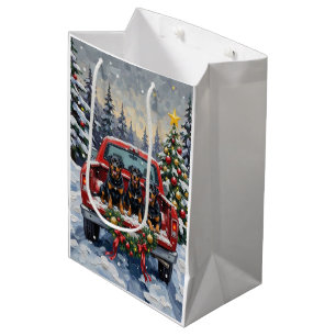 Rottweiler Christmas Red Truck Holiday Medium Gift Bag