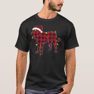 Rottweiler Christmas Santa Hat Red Plaid Buffalo P T-Shirt