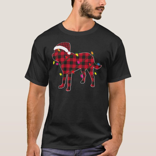Rottweiler Christmas Santa Hat Red Plaid Buffalo P T-Shirt (Front)