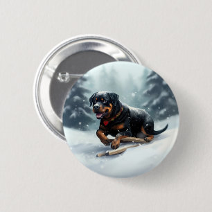 Rottweiler Christmas snow winter Throw Pillow 6 Cm Round Badge
