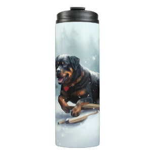 Rottweiler Christmas snow winter Throw Pillow Thermal Tumbler