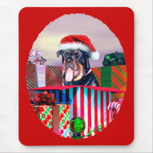 Rottweiler Christmas Surprise Mouse Mat
