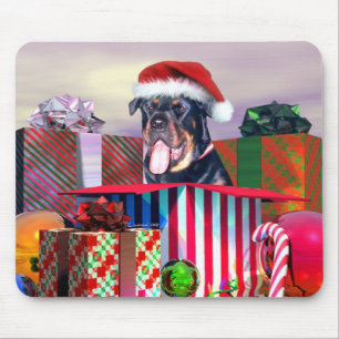 Rottweiler Christmas Surprise Mouse Mat
