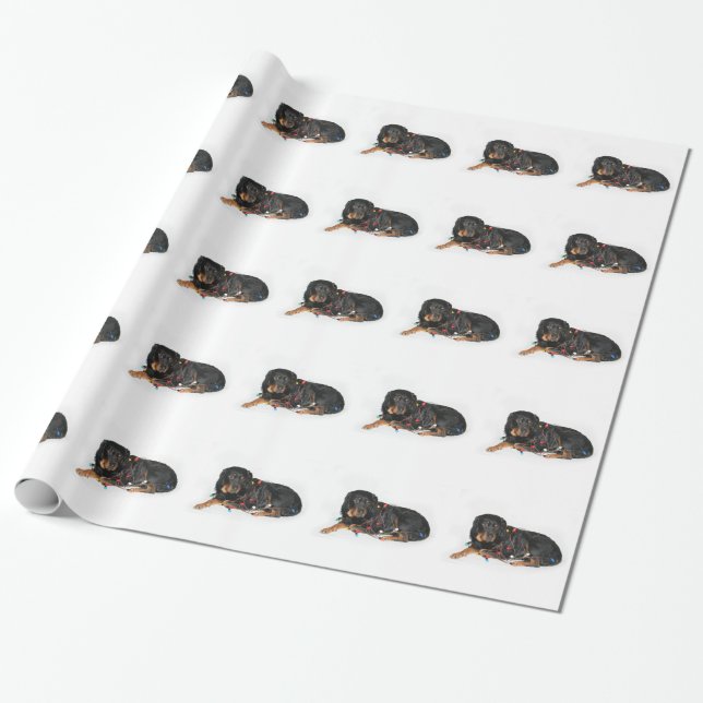 Rottweiler Christmas tangle Wrapping Paper (Unrolled)