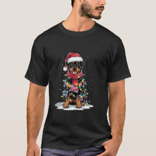 Rottweiler Christmas Tree Santa Hat Lights Xmas Do T-Shirt