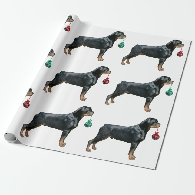 Rottweiler Christmas Wrapping Paper (Unrolled)