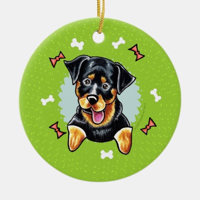 Rottweiler Christmas Wreath Ceramic Tree Decoration (Front)