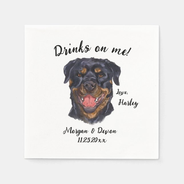 Rottweiler Cocktail Napkin (Front)