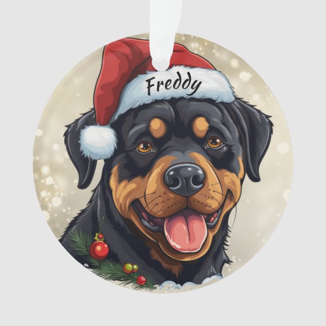 Rottweiler Custom Christmas Ornament (Front)