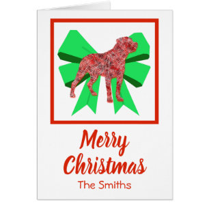 Rottweiler Cute Christmas Dog & Green Bow Card