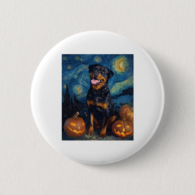 Rottweiler Cute Dog Halloween Jack O Lantern Pumpk 6 Cm Round Badge (Front)