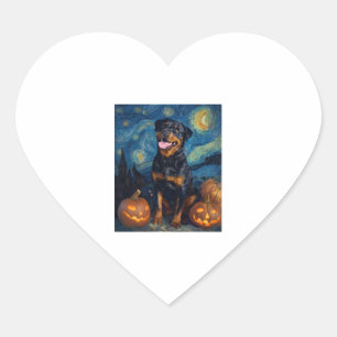 Rottweiler Cute Dog Halloween Jack O Lantern Pumpk Heart Sticker