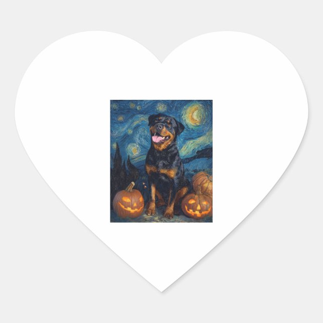 Rottweiler Cute Dog Halloween Jack O Lantern Pumpk Heart Sticker (Front)