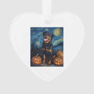 Rottweiler Cute Dog Halloween Jack O Lantern Pumpk Ornament