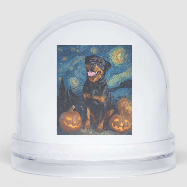 Rottweiler Cute Dog Halloween Jack O Lantern Pumpk Snowglobe (Front)