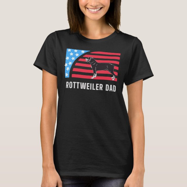 Rottweiler Dad With Flag T-Shirt (Front)